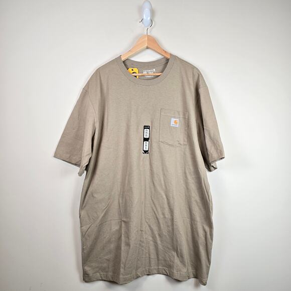 Carhartt Mens Size XLT Loose Fit Heavyweight Short Sleeve Pocket T-Shirt Desert - Picture 1 of 4